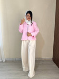 مانتو زنانه مدل کت و شلوار جنس لینن سایز فری